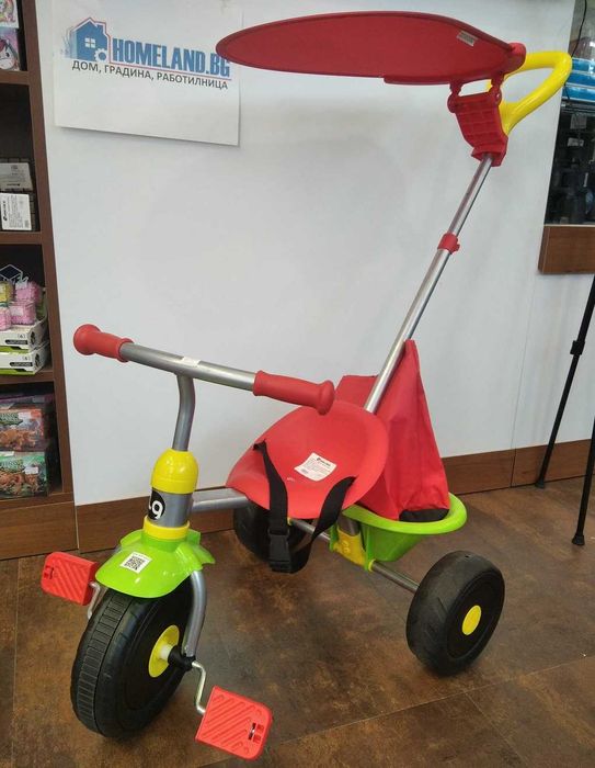Детска триколка буталка с педали, родителски контрол и сенник