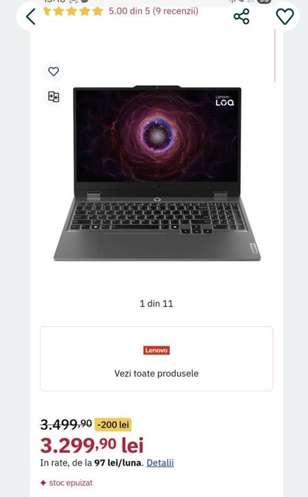 Vand laptop Lenovo Gaming garanție 2 ani Altex