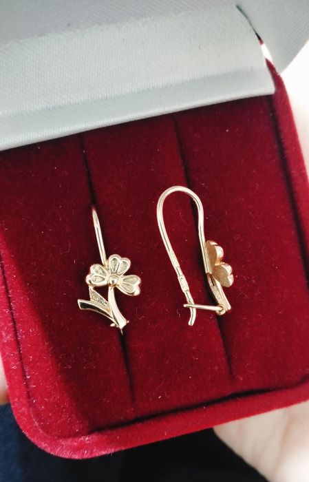 Золотые серьги Цветочки 583 пробы