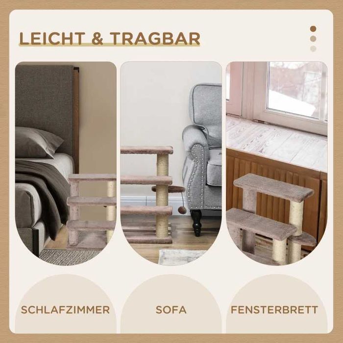 Дърво за котки PawHut, Стълби за домашни любимци, 3 стъпала