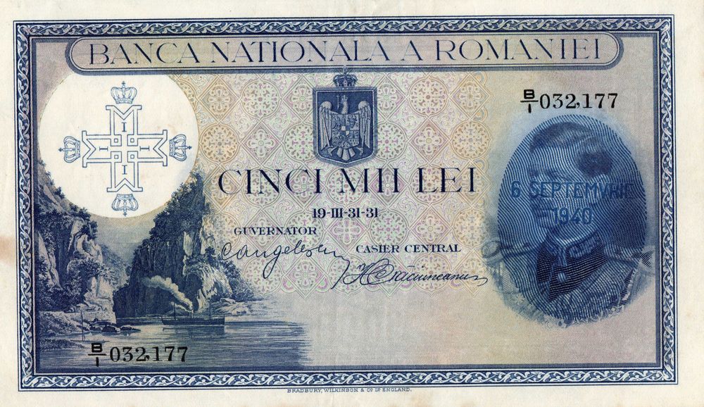 Bancnota 5000 lei 1931 supratipar 1940