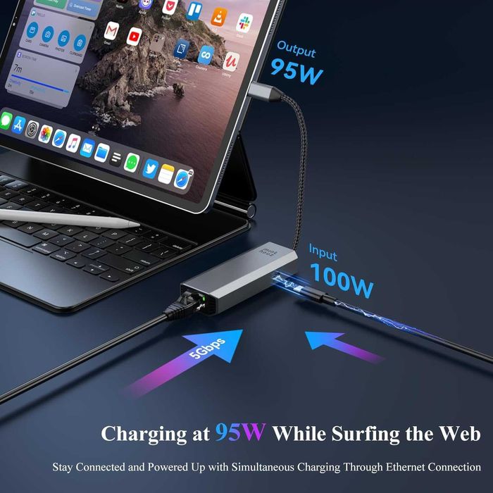 Minthouz USB C към Ethernet адаптер, 5G кабелен мрежов адаптер