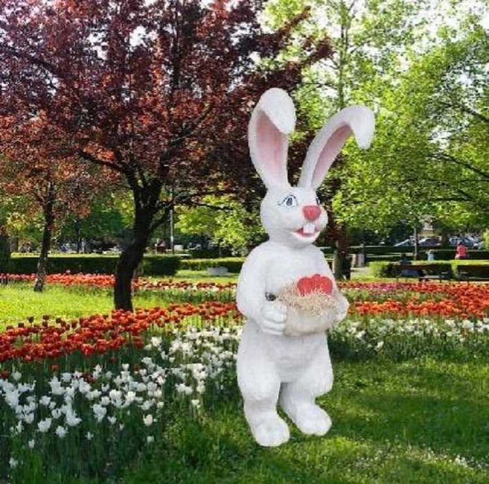 Iepure gigant de exterior 2 m, iluminat festiv Paste, figurine Paste