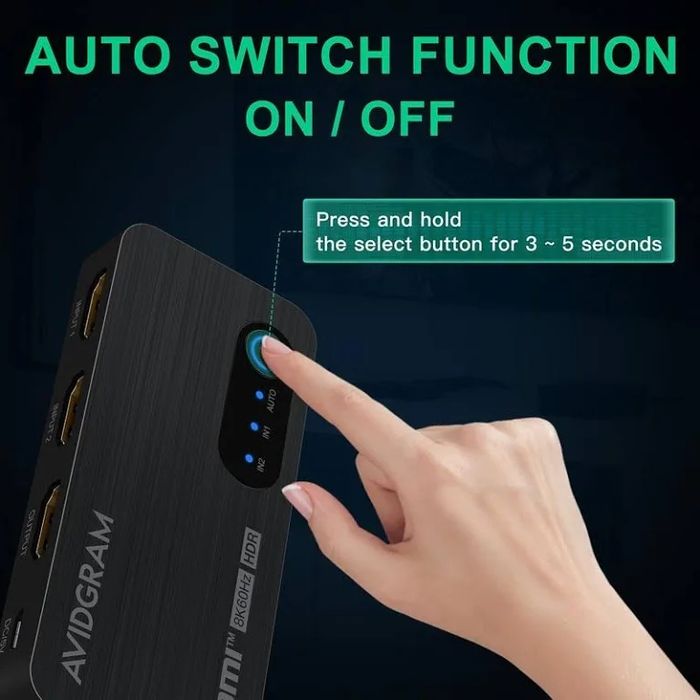 HDMI 2.1 Switch 8K, AVIDGRAM HDMI Switcher 2 in 1 Out, 2 Port 4K 120Hz