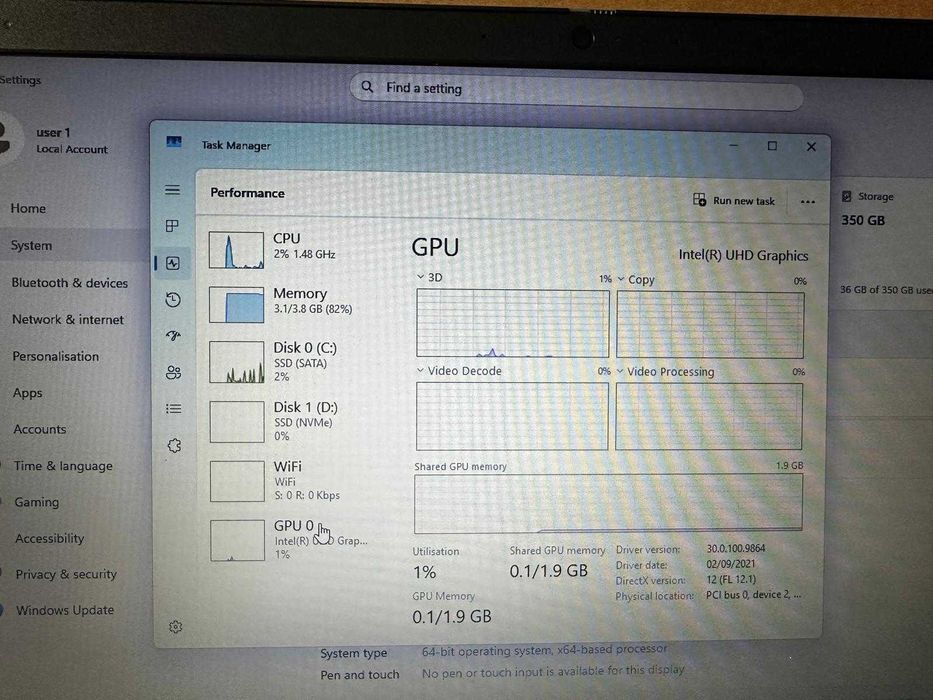 Laptop Lenovo IdeaPad Slim 3 Gri Argintiu | Intel Pentium Gold 6405U | SSD 384 GB | Cutie + Încărcător | Stare Impecabilă