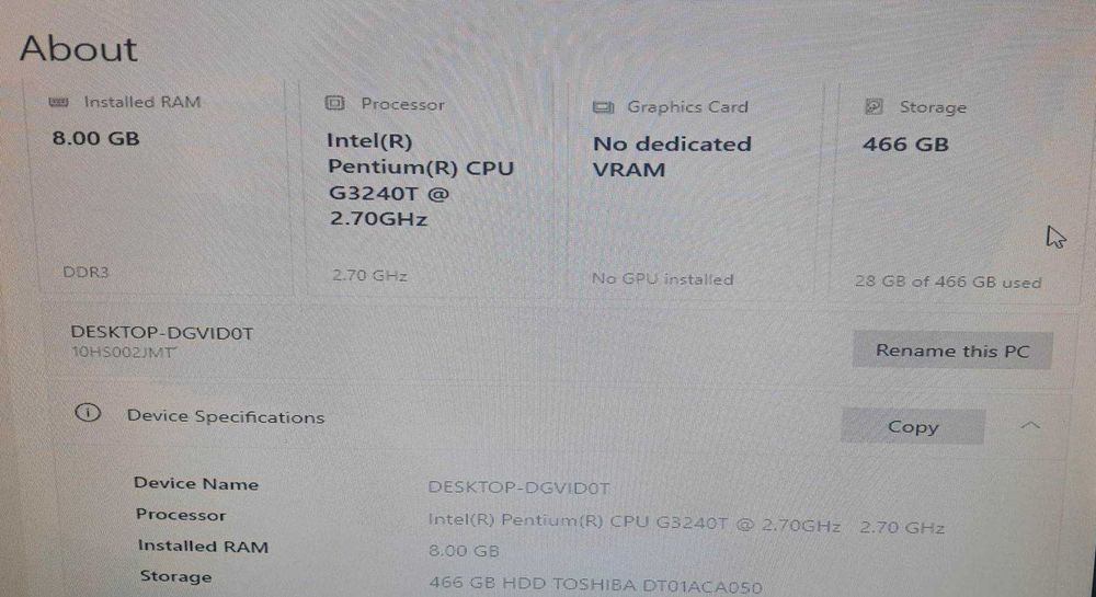 PC Lenovo G3240T - 2.7 GHz / HDD 500 GB / 8 GB Ram