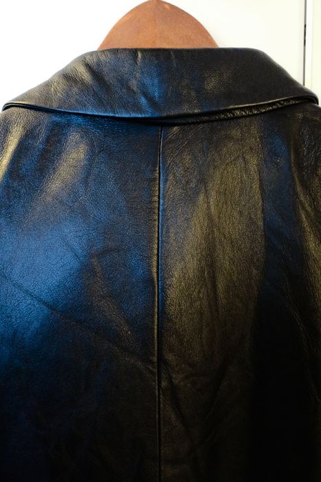 Trenci din piele neagră Scout, căptușeală din lână, stare foarte bună,