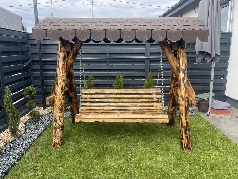 Leagan din lemn masiv pentru copii / balansor rustci