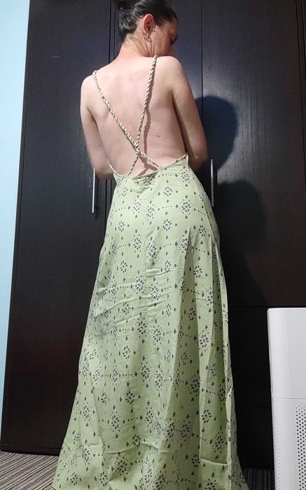 Дълга рокля с гол гръб/ червена/черна рокля / рокля HM с голи рамене