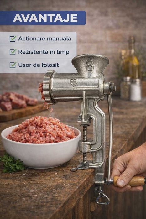 Masina manuala de tocat carne nr. 8 din aluminiu rezistent