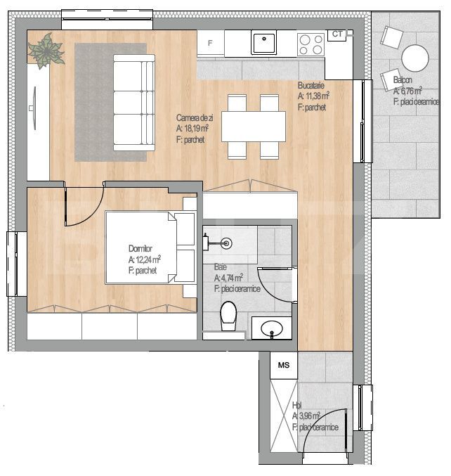 Apartament 2 camere, 50.51 mp, finisat nou, garaj, zona Cetatii — fotografia 1