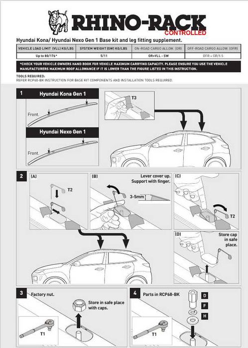 Bare transversale Rhino-Rack Vortex Hyunday Kona
