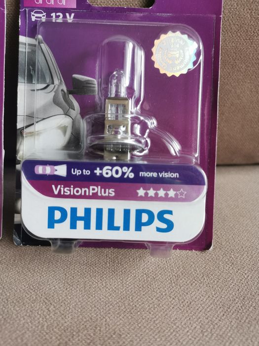 Bec auto cu halogen pentru far Philips H1 Vision Plus, +60%, 12V, 55W