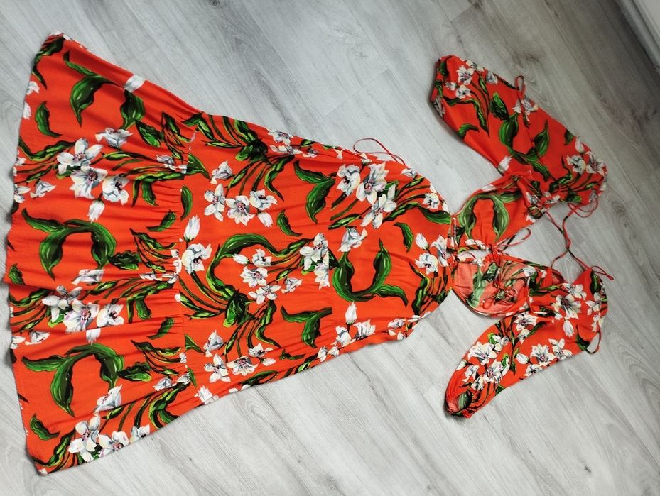 Rochie Portocalie Zara Cu Spatele Gol Mărimea 34 XS