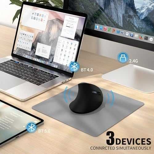 Нова Вертикална Bluetooth мишка Uineer 800-2400 DPI Type-C, лека, тиха