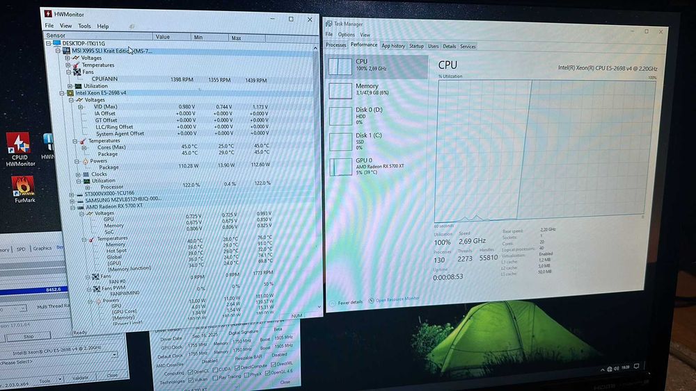 PC gaming 20 Nuclee E5-2698V4 48GB Ram SSD 500 3 TB HDD RX 5700XT 8GB