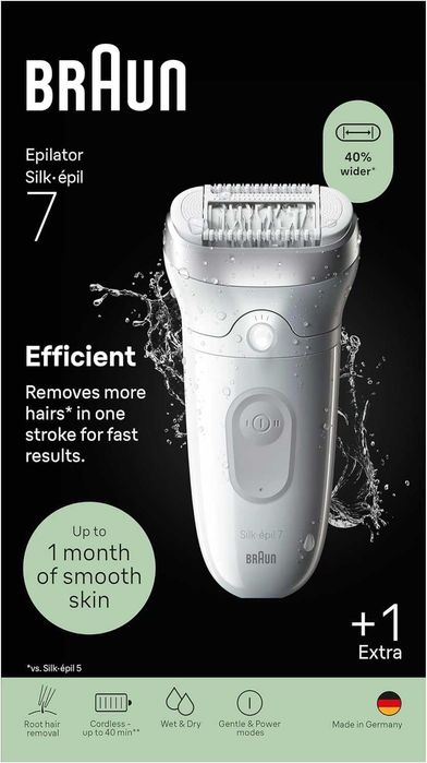 Braun Silk·épil 7 Епилатор за жени, Дамска самобръсначка, 7-011, Сребрист