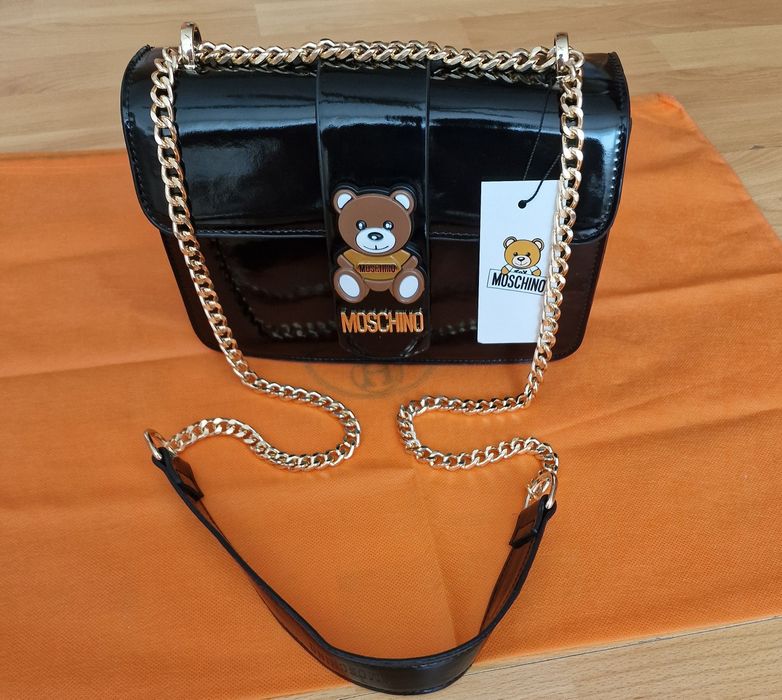 Geanta Moschino, piele eco lacuita, new collection, Italia