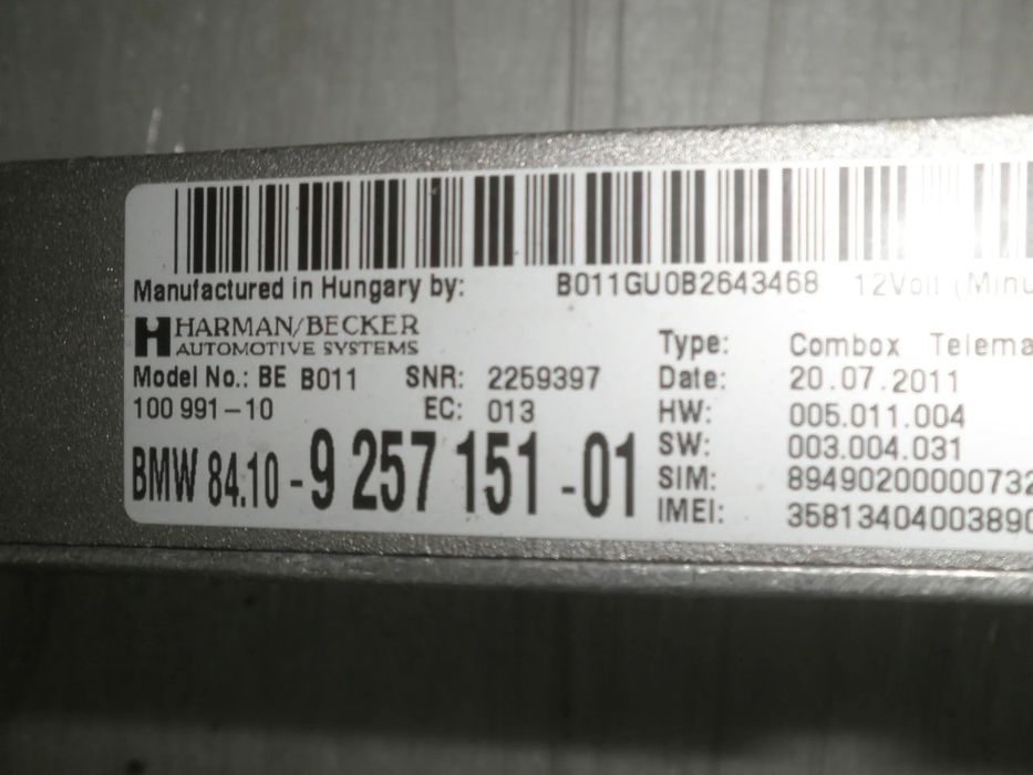 Modul bluetooth BMW Seria 5 F10 F11, Seria 7 F01, 9257151