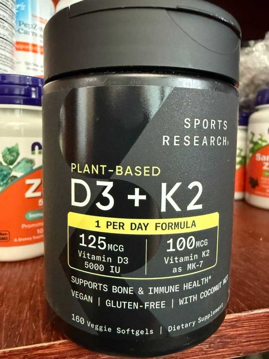 Sports Research, витамин D3+K2 5000 доза, Vitamin d3+k2 5000IU