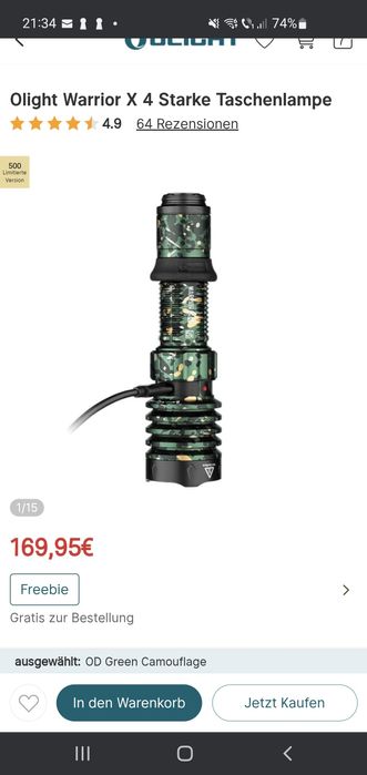 Olight Warrior x4 editie limitata splash camo verde