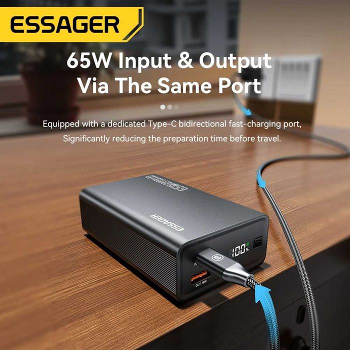 Външна батерия Essager, 20000mAh, 65W