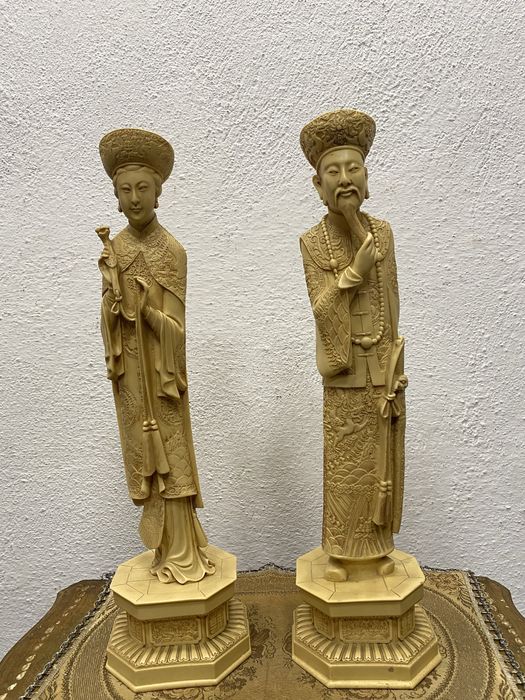 Големи китайски фигури Император и Императрица Qianlong 55 см 1930 г