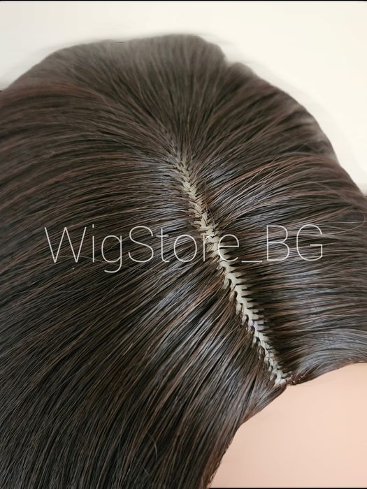 Тъмно кафява дълга перука без бретон на леки вълни