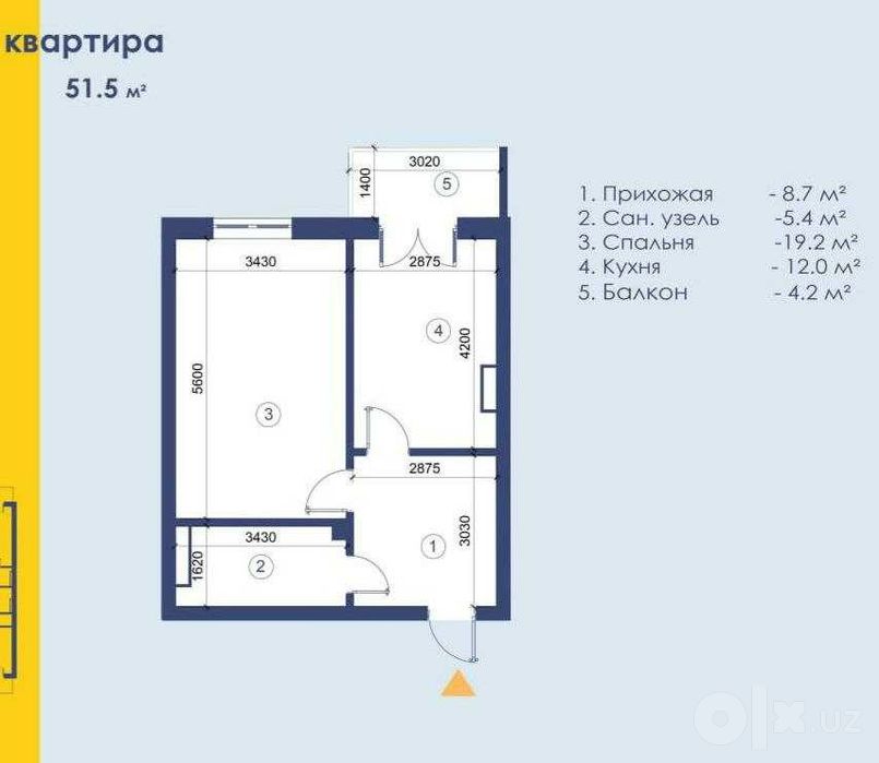 Продаётся квартира 51 квм (евродвушка) Новостройка  ЖК. Depo Residence