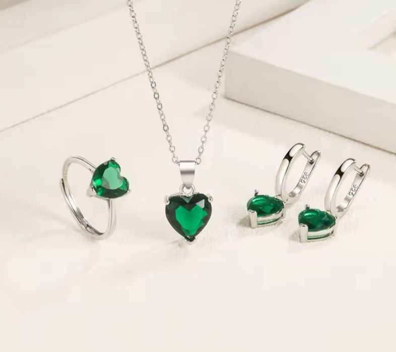 Set de bijuterii inima din zirconiu multicolor