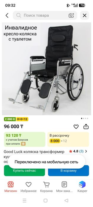 Инвалидное кресло-коляска с туалетом