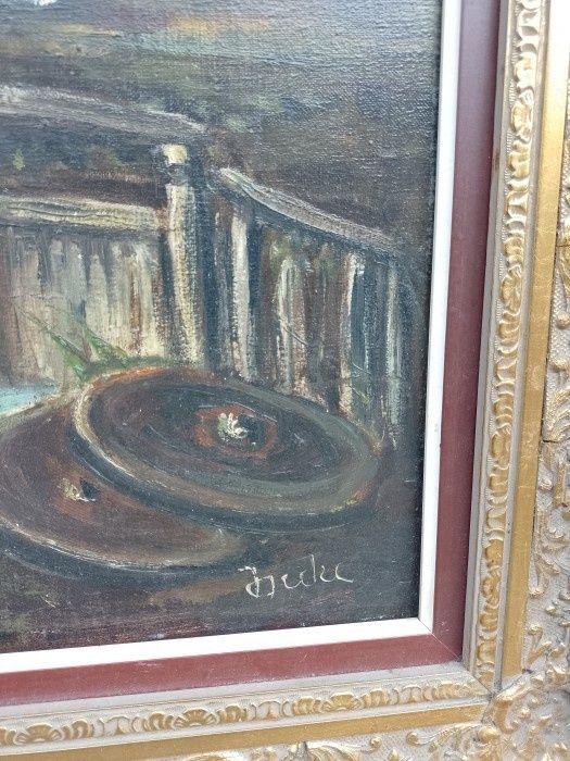 Ulei pe pânză o lucrare de mari dimensiuni, pictura semnata încadrată