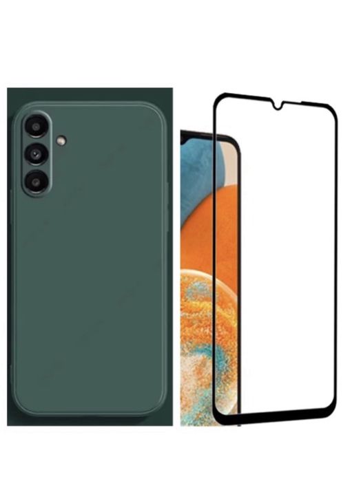 Husa Glow Case inter Alcantara si Folie Sticla Samsung A14/A34/A54/A56/A57