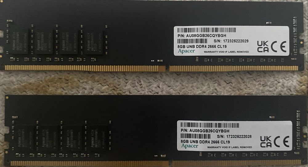 Продаеться 2 ОЗУ Apacer 8+8 Gb DDR4 2666mhz