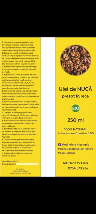 Ulei de nucă presat la rece 2026