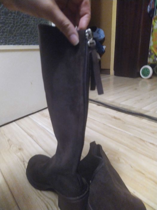 Кафеви ботуши с цип