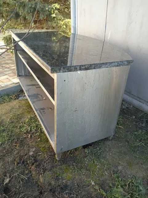 masa    de inox   de restaurant cu blat de granit marmura 190 cm 2 polite