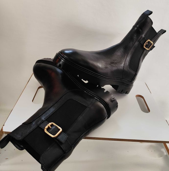 Ghete chelsea 42 41.5 plain toe ZARA NOI piele naturala moale negru