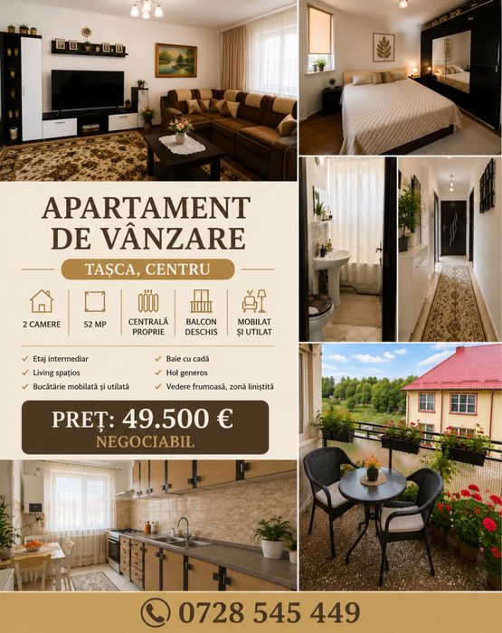 Vând apartament, în comuna Tasca