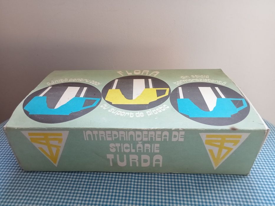 Set pahare vechi Romanesti Flora si Zana ,canita Termorezistenta RSR