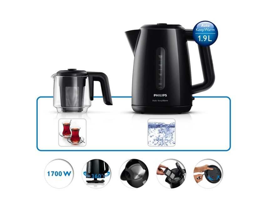 Чайник Philips Daily Collection HD7301/0, Електрическа кана от 1,9 л