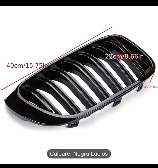 Set Grile/Nari Duble Radiator Bmw M Style X3 F25 X4 F26 2014-2017 Negru Lucios , NOI