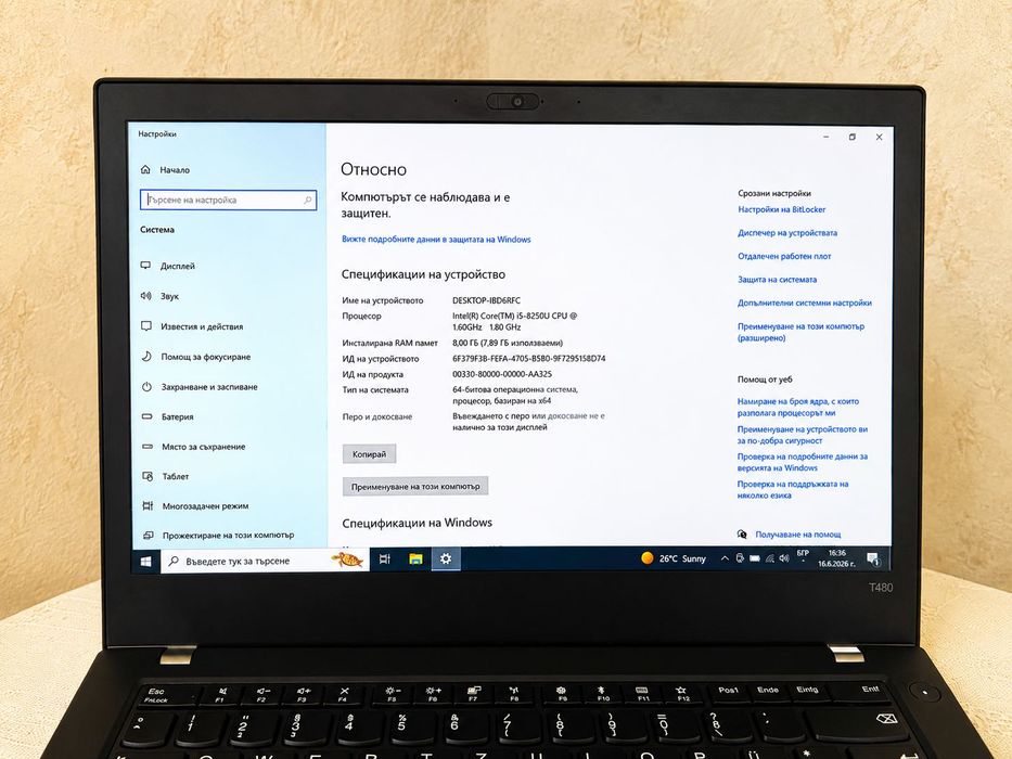 Lenovo t480 intel i5-8250 лаптоп