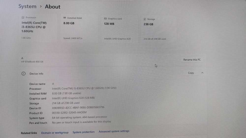 Laptop Business HP EliteBook 850 G6 | i5 / Windows 11 Pro + Docking HP