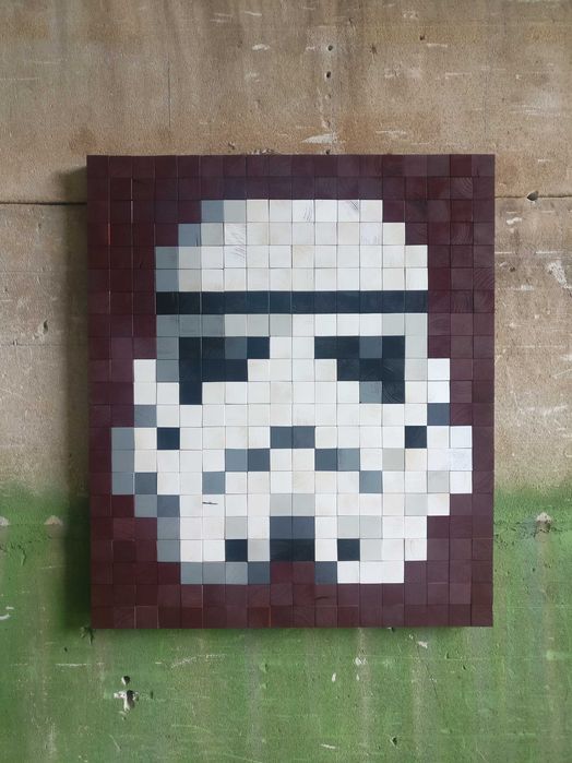 Pixel Art | Storm Trooper | Star Wars | Tablou lemn masiv 72,6x84,7cm