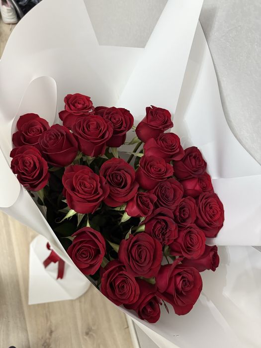 Свежие цветы розы красные