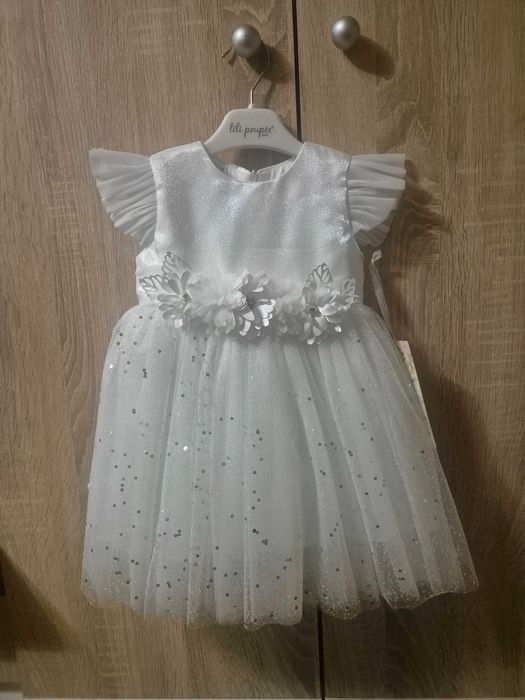 Бяла рокля за бебе р-м 9/12 м Нова