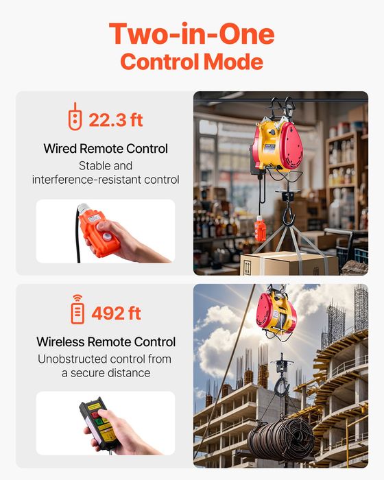 Troliu Electric 2-in-1,499kg,1800W,30m inaltime,Control Remot