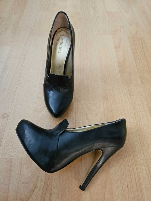 Pantofi stiletto, nine west, piele naturala, tocuri de 10 cm,