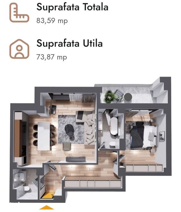 Direct Dezvoltator – 2 camere tip 2E – B Home Residence fără comision